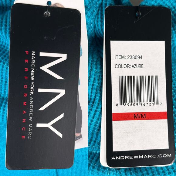 Andrew Marc NY Performance Fleece Cowl Neck Tunic Top Azure Turquoise M New - Picture 9 of 13